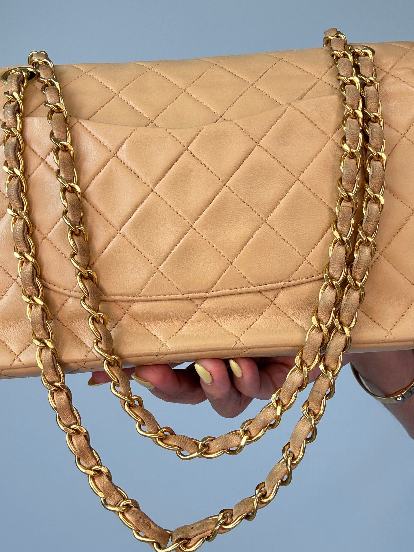 Chanel Vintage  Medium Double Flap Biege