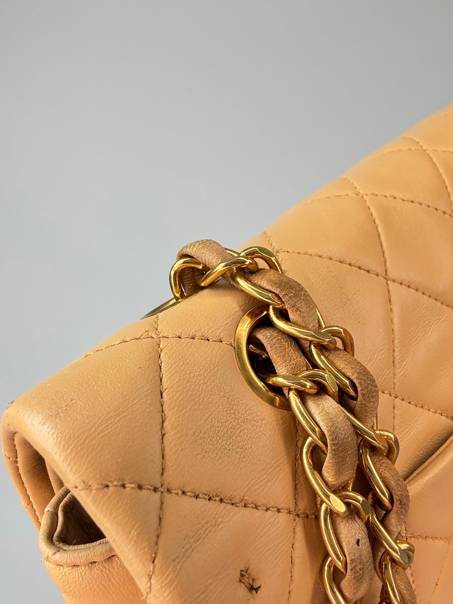 Chanel Vintage  Medium Double Flap Biege