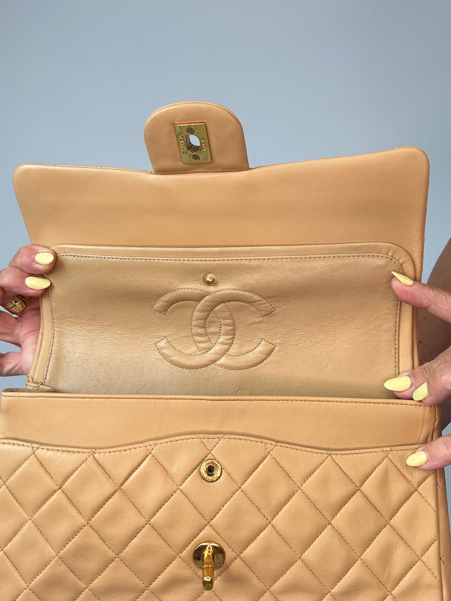 Chanel Vintage  Medium Double Flap Biege