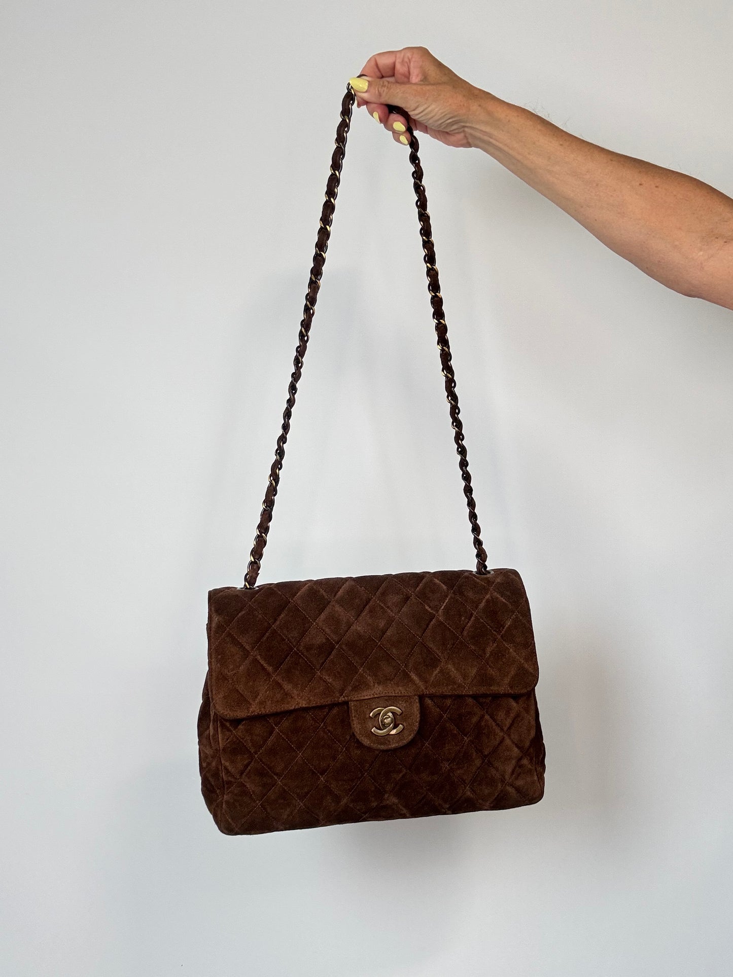 Chanel Vintage DEKAMATRASSE 30 Flap Bag- Brown Suede