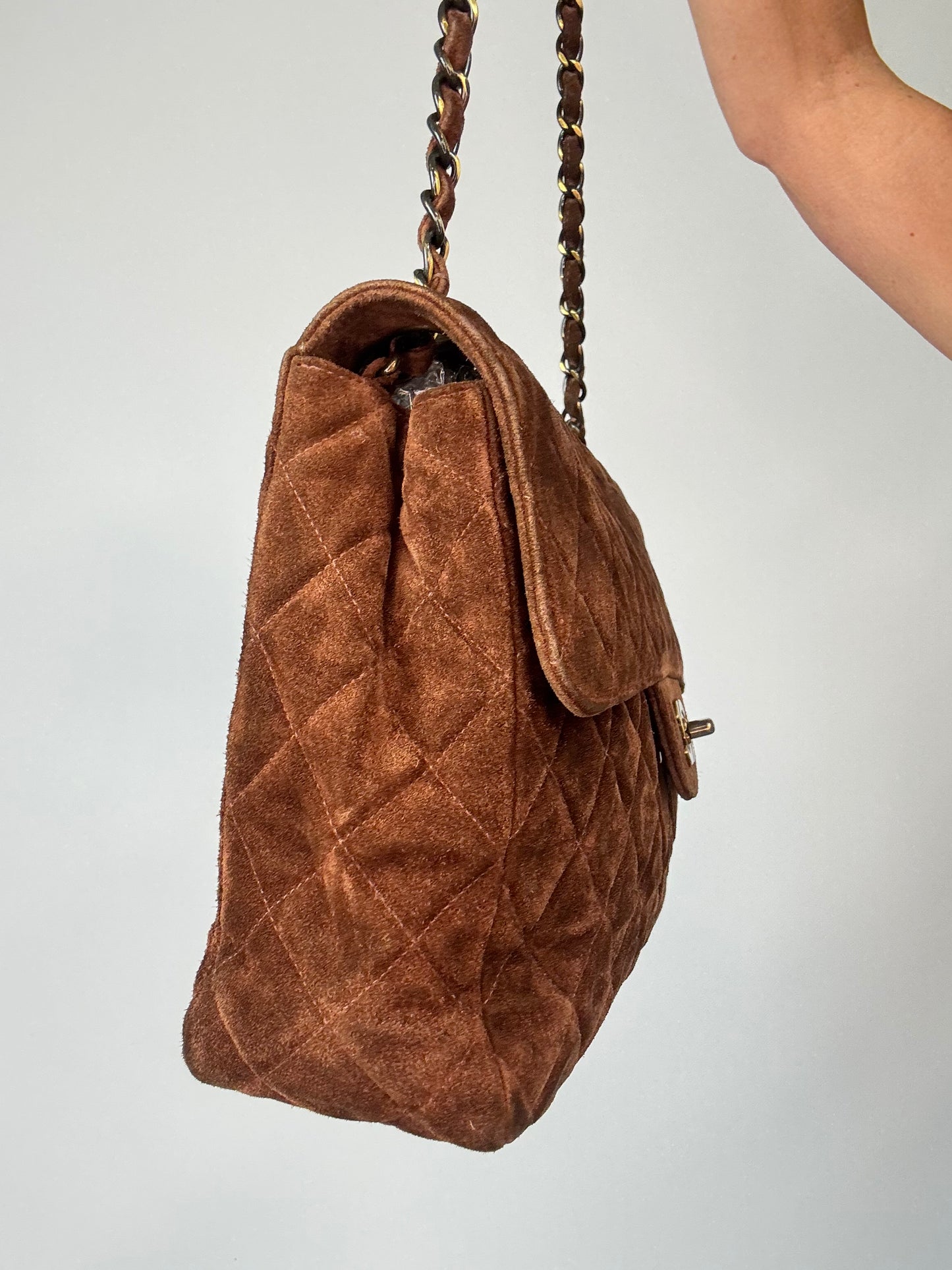 Chanel Vintage DEKAMATRASSE 30 Flap Bag- Brown Suede