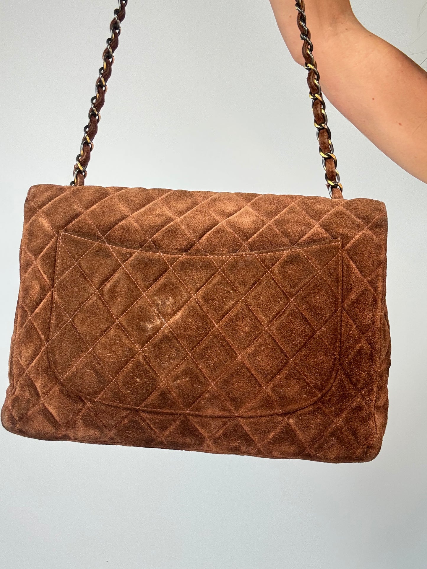 Chanel Vintage DEKAMATRASSE 30 Flap Bag- Brown Suede