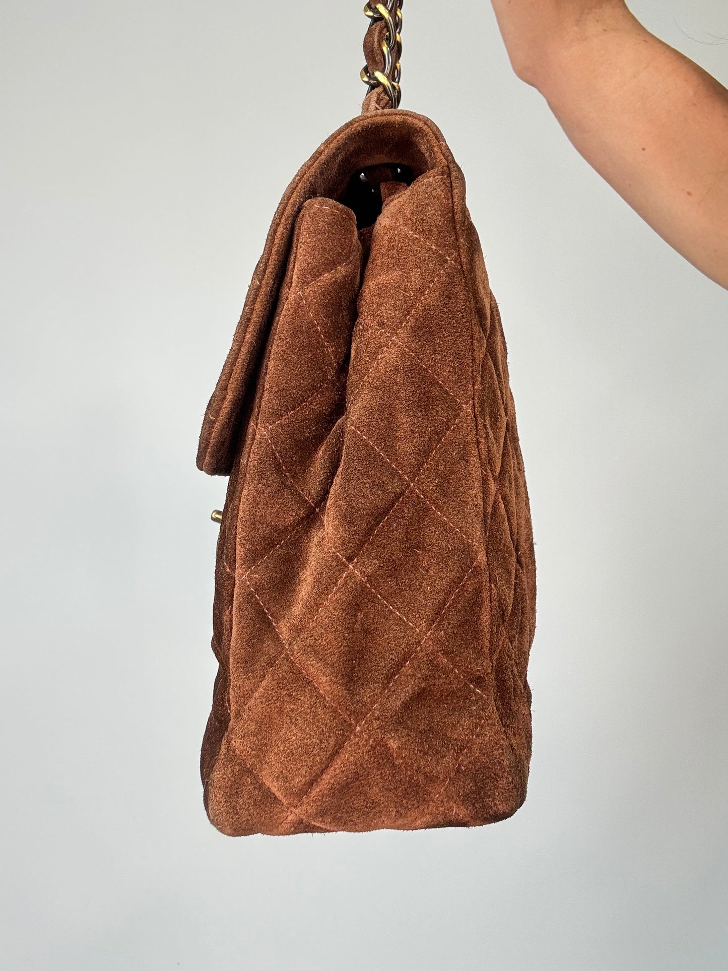 Chanel Vintage DEKAMATRASSE 30 Flap Bag- Brown Suede
