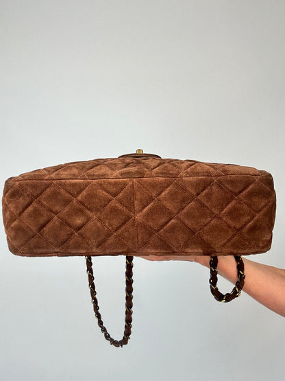 Chanel Vintage DEKAMATRASSE 30 Flap Bag- Brown Suede
