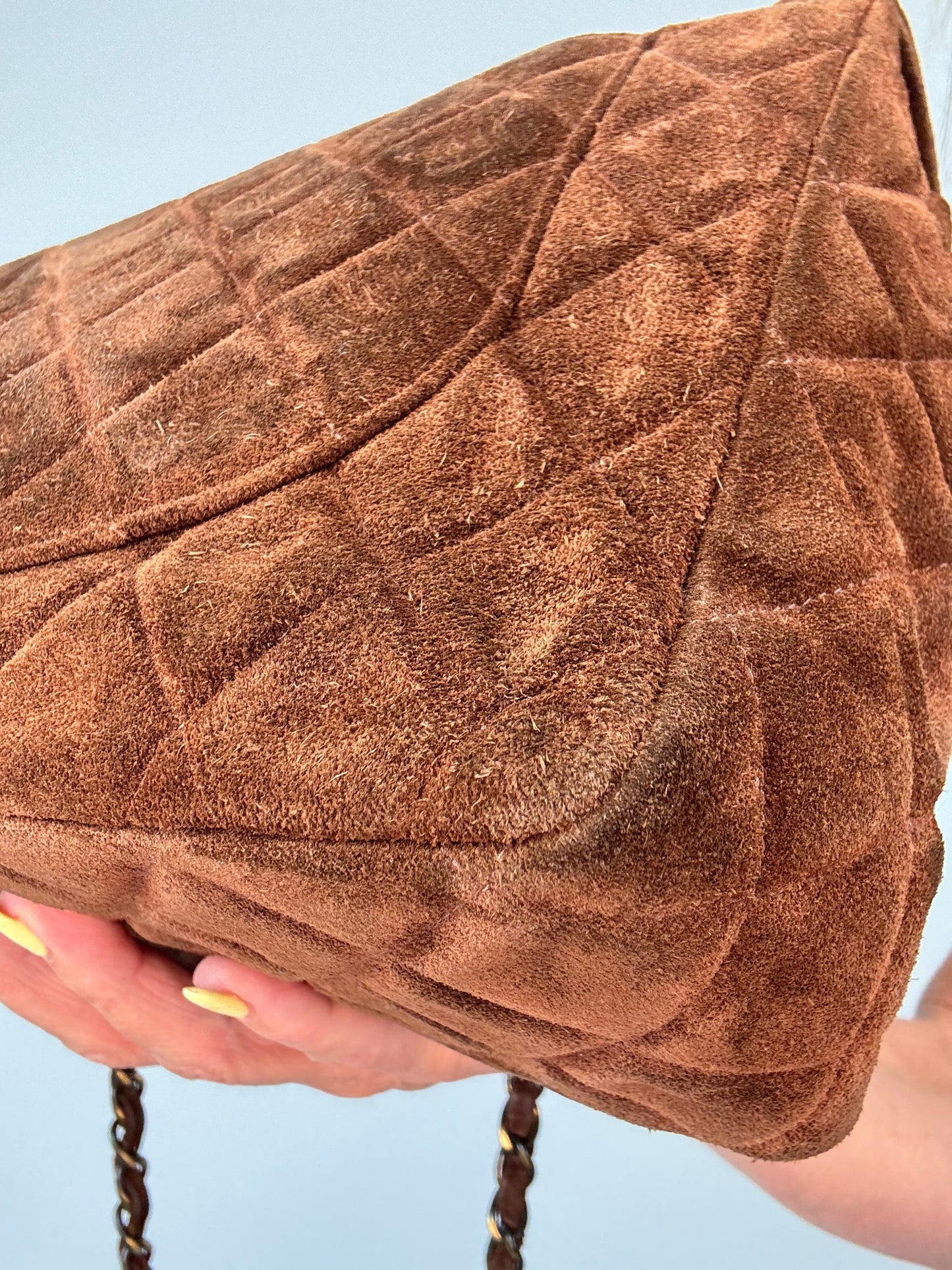 Chanel Vintage DEKAMATRASSE 30 Flap Bag- Brown Suede
