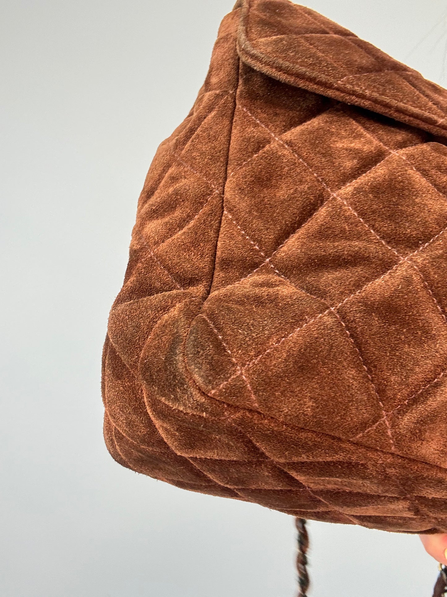 Chanel Vintage DEKAMATRASSE 30 Flap Bag- Brown Suede