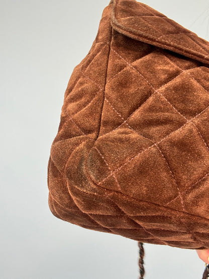 Chanel Vintage DEKAMATRASSE 30 Flap Bag- Brown Suede