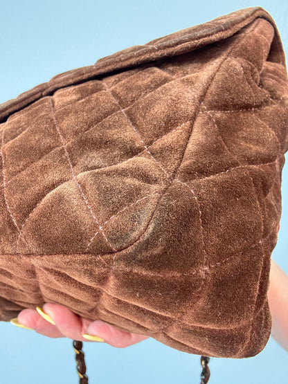 Chanel Vintage DEKAMATRASSE 30 Flap Bag- Brown Suede