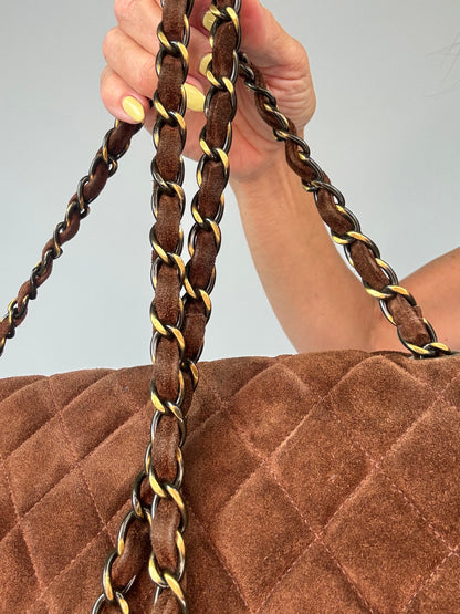 Chanel Vintage DEKAMATRASSE 30 Flap Bag- Brown Suede