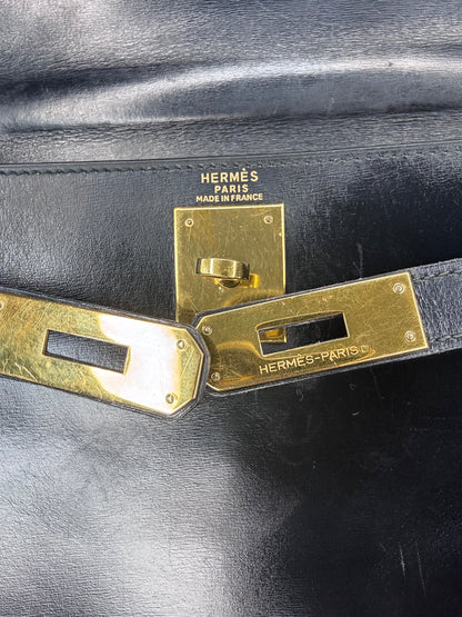 Hermes Vintage Kelly 28 Box Calfskin Leather Gold Hardware