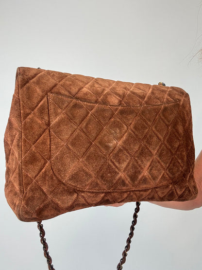 Chanel Vintage DEKAMATRASSE 30 Flap Bag- Brown Suede