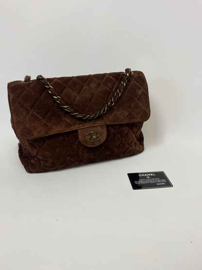 Chanel Vintage DEKAMATRASSE 30 Flap Bag- Brown Suede