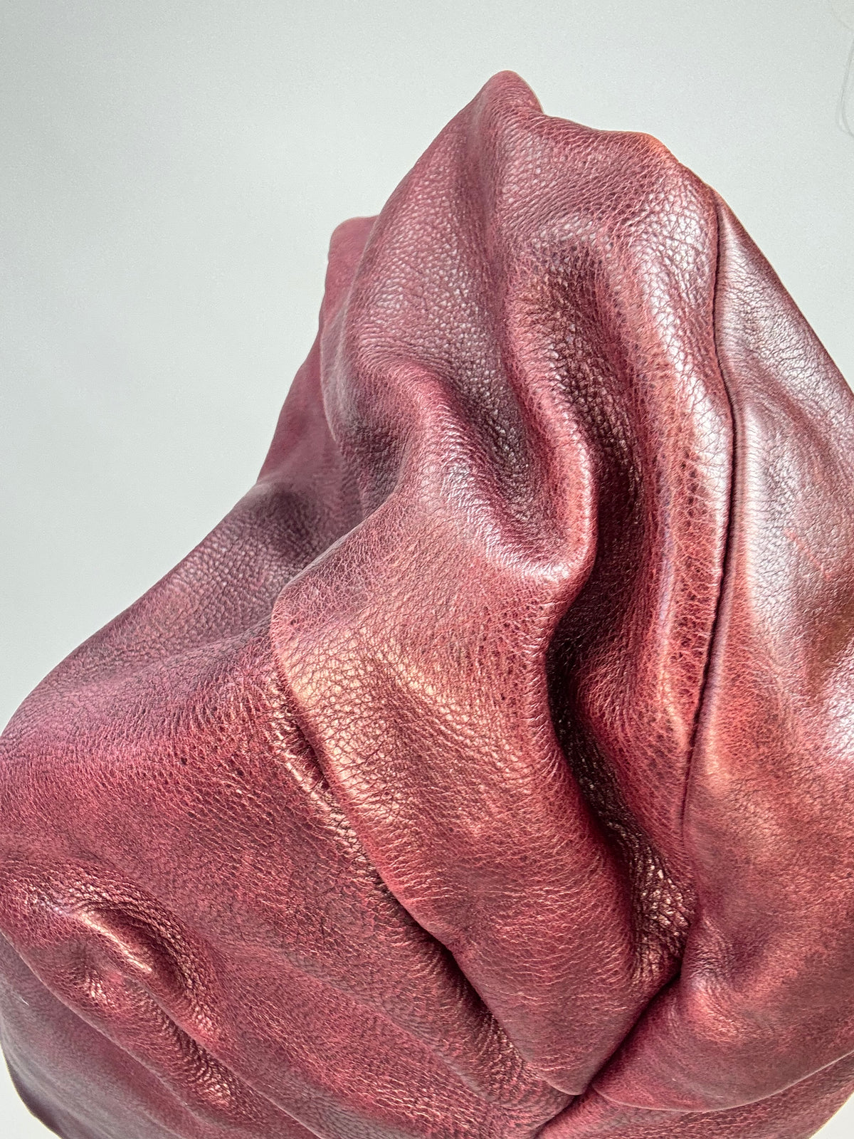 Verified Prada Early 2000s Nappa Leather Pleated Hobo Bag — Burgundy