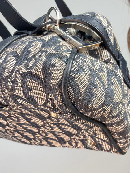 Christian Dior 2004 Trotter Logo Charm Boston Shoulder Bag — Navy