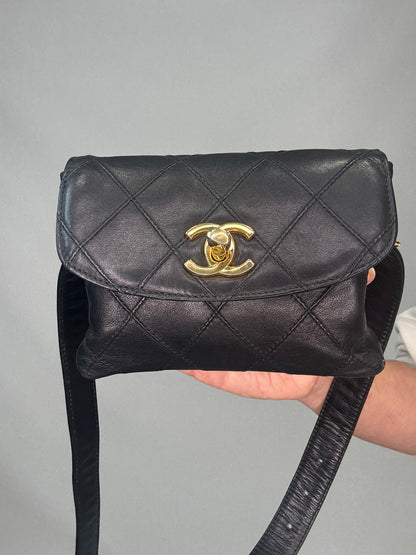 Chanel VIntage Chain Belt Bag -Black