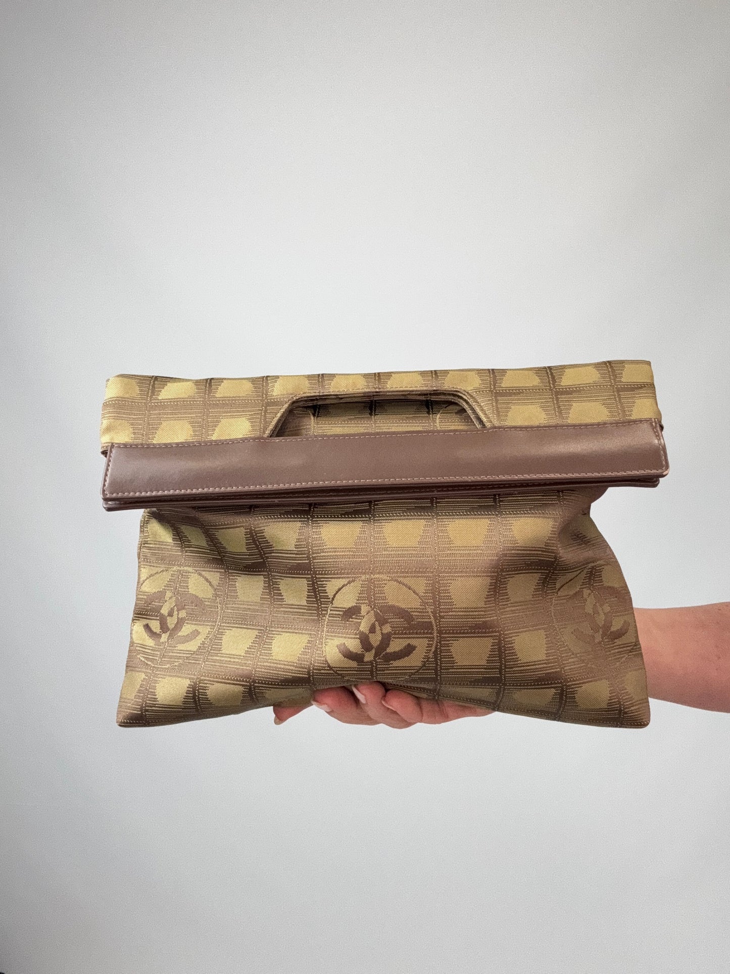 Chanel Travel Clutch – CC Monogram Jacquard & Leather
