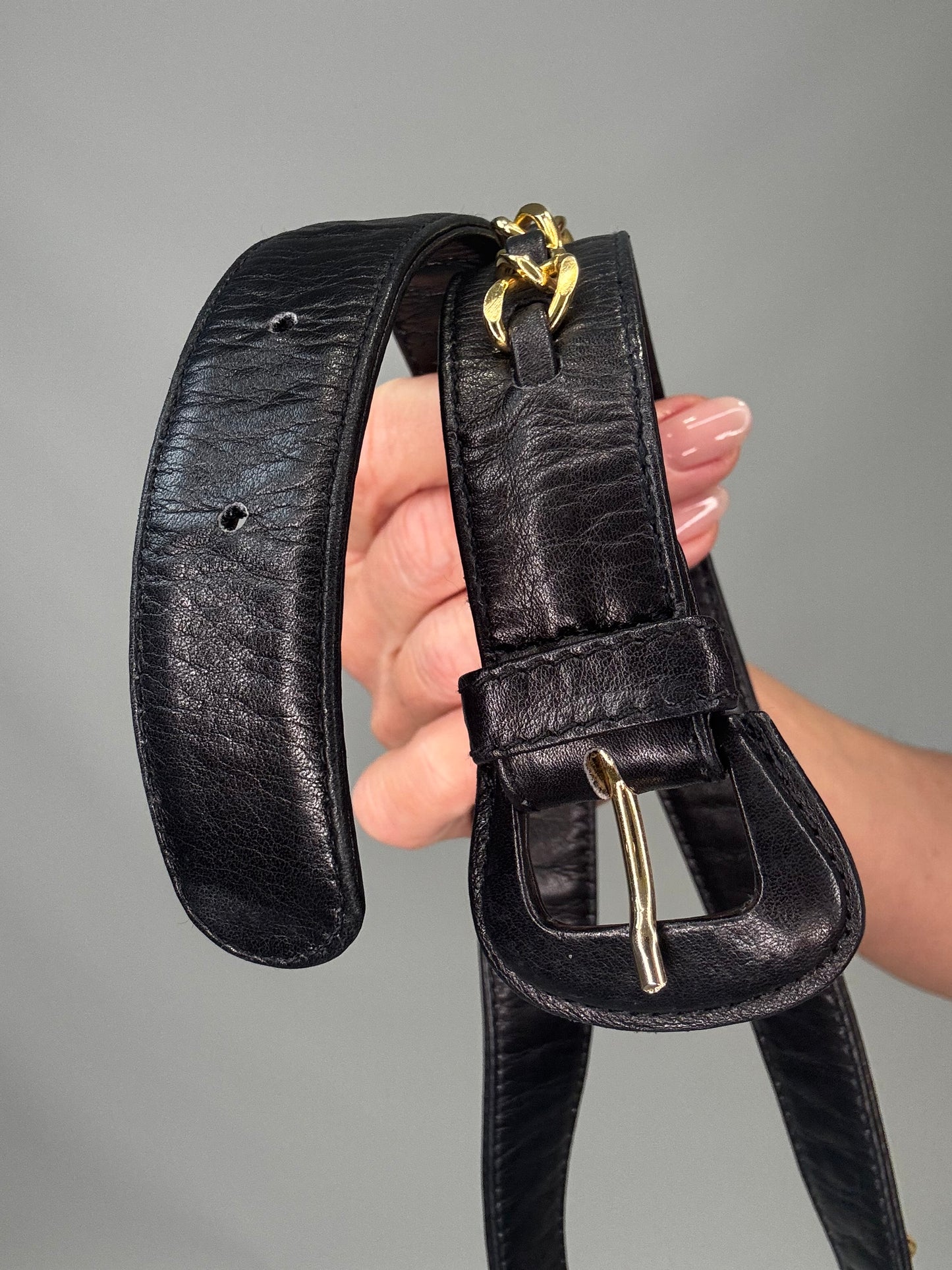 Chanel VIntage Chain Belt Bag -Black