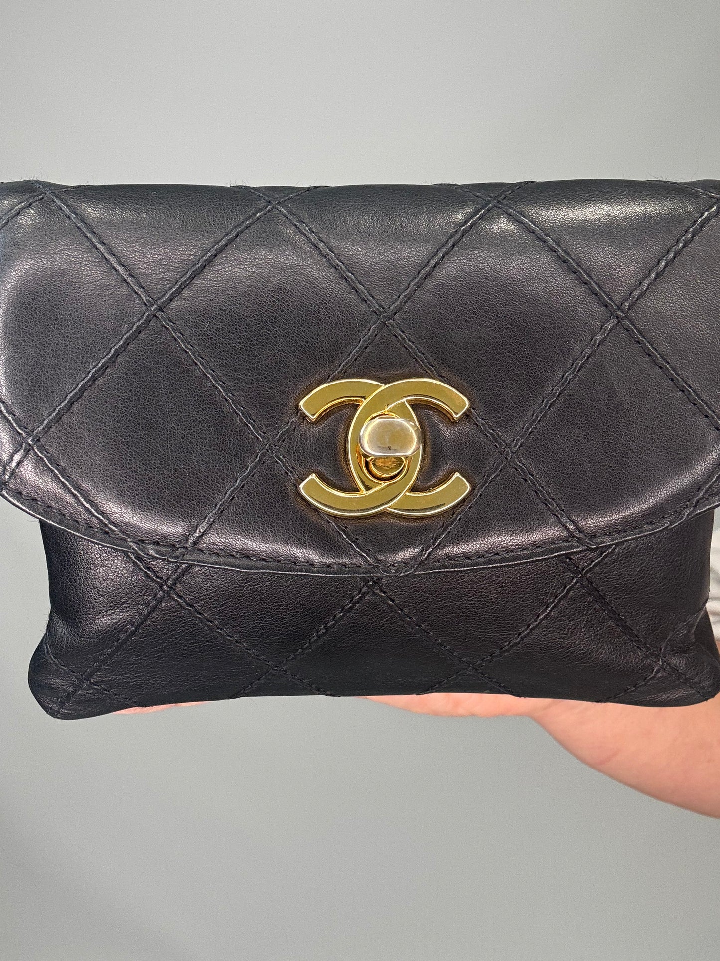 Chanel VIntage Chain Belt Bag -Black