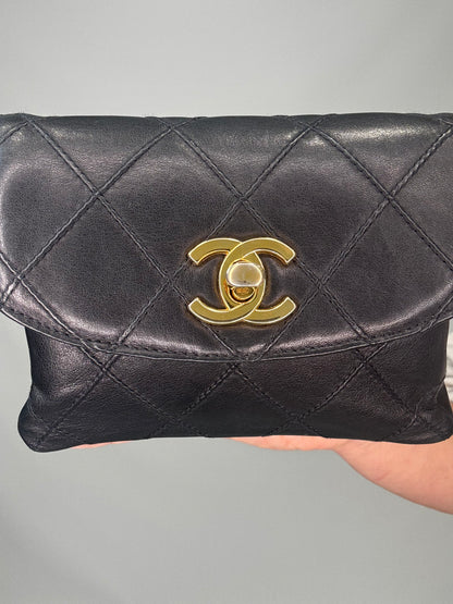 Chanel VIntage Chain Belt Bag -Black