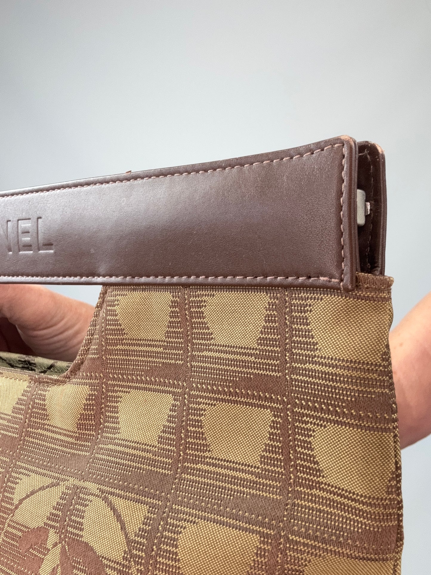 Chanel Travel Clutch – CC Monogram Jacquard & Leather