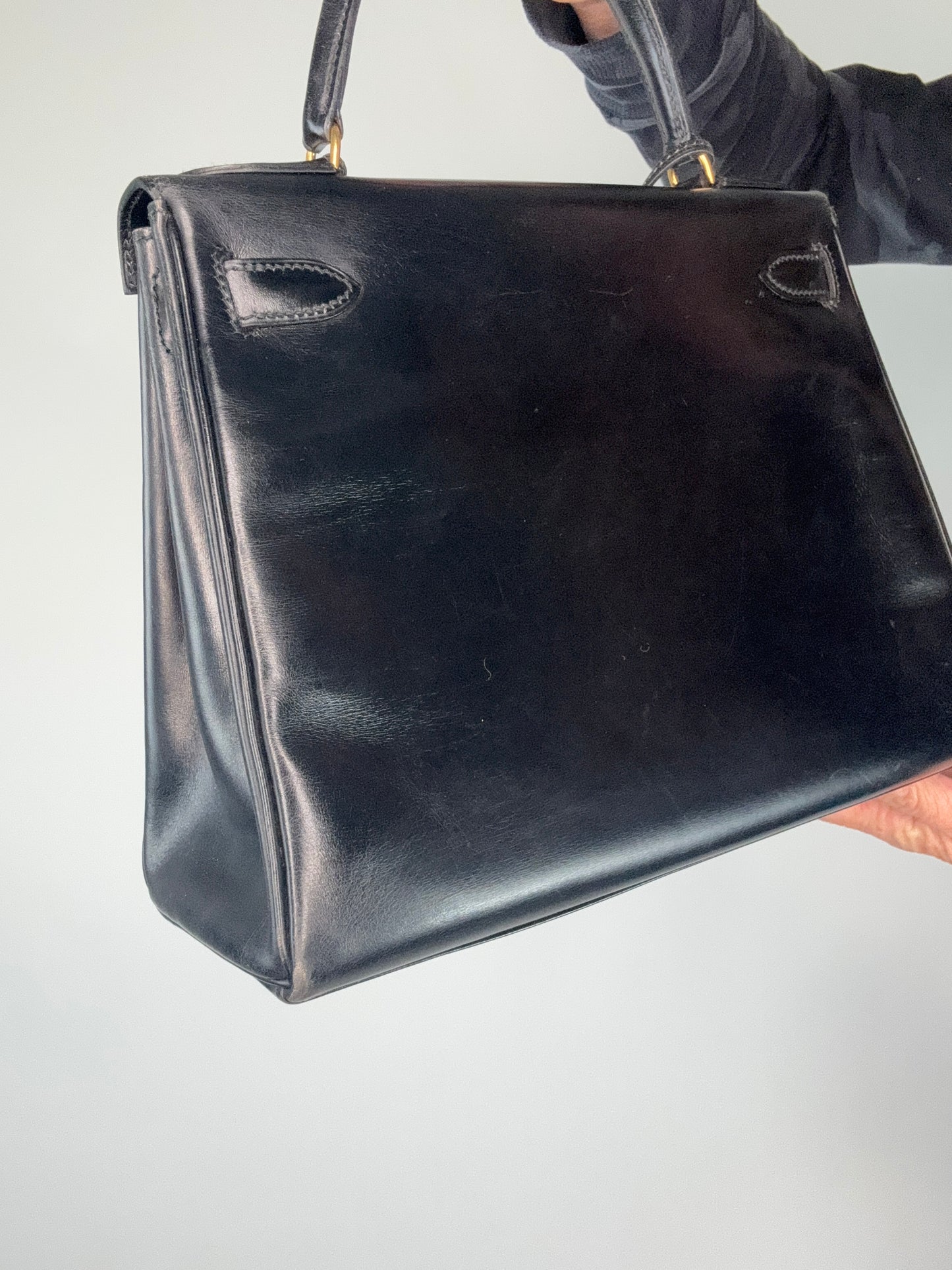 Hermes Vintage Kelly 28 Box Calfskin Leather Gold Hardware