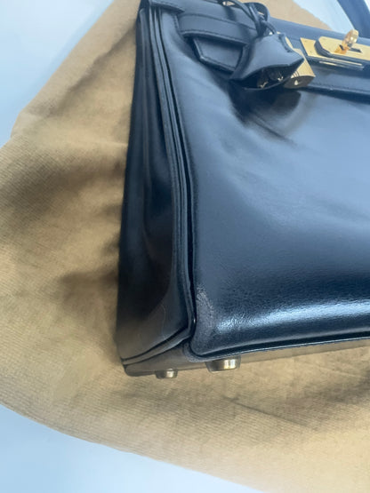 Hermes Vintage Kelly 28 Box Calfskin Leather Gold Hardware
