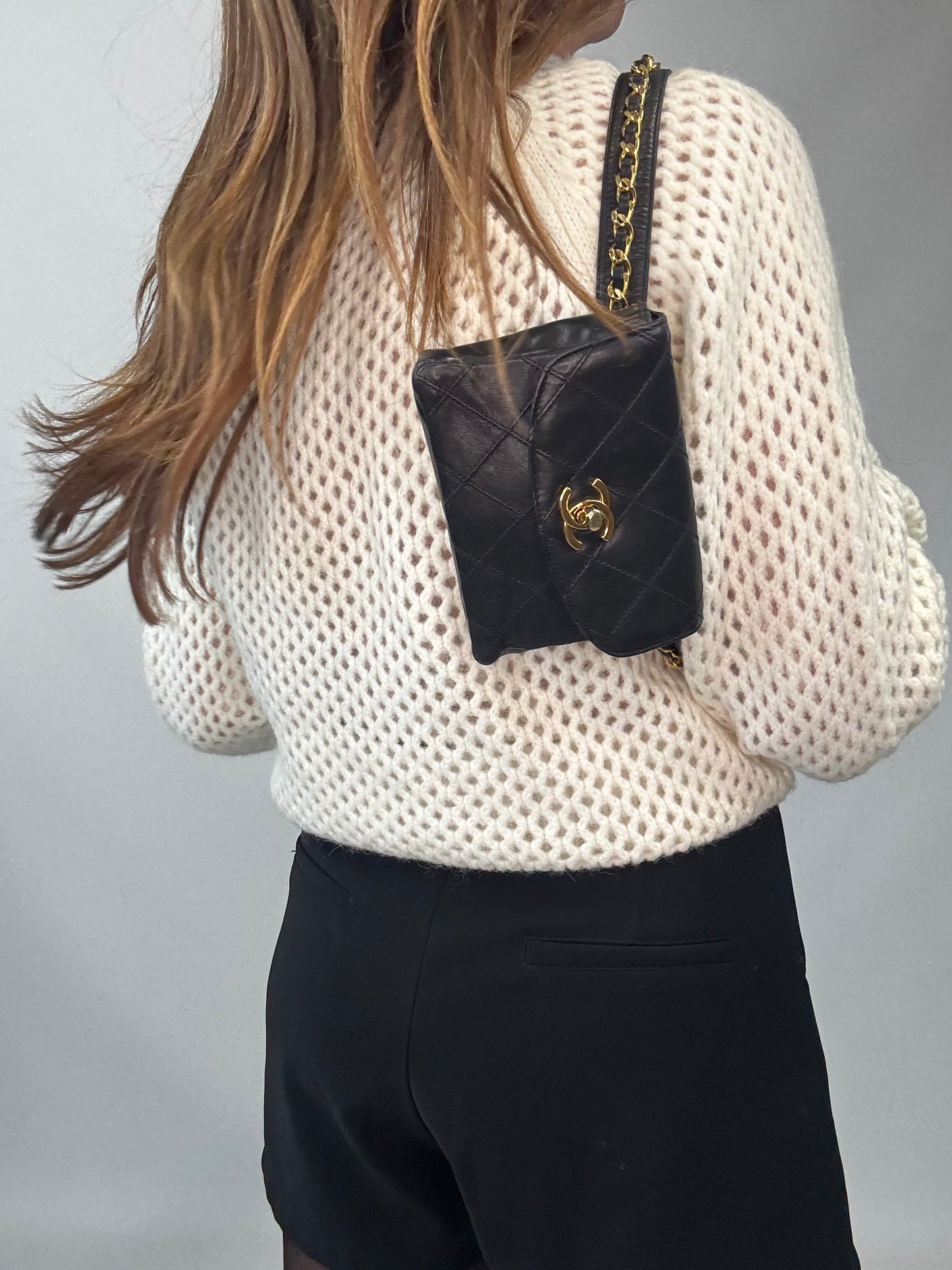 Chanel VIntage Chain Belt Bag -Black