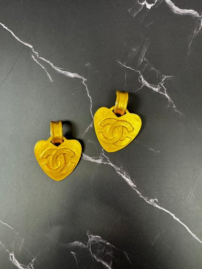 Chanel Vintage Heart CC Earrings