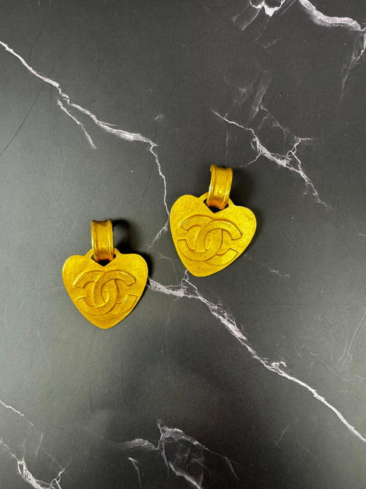 Chanel Vintage Heart CC Earrings