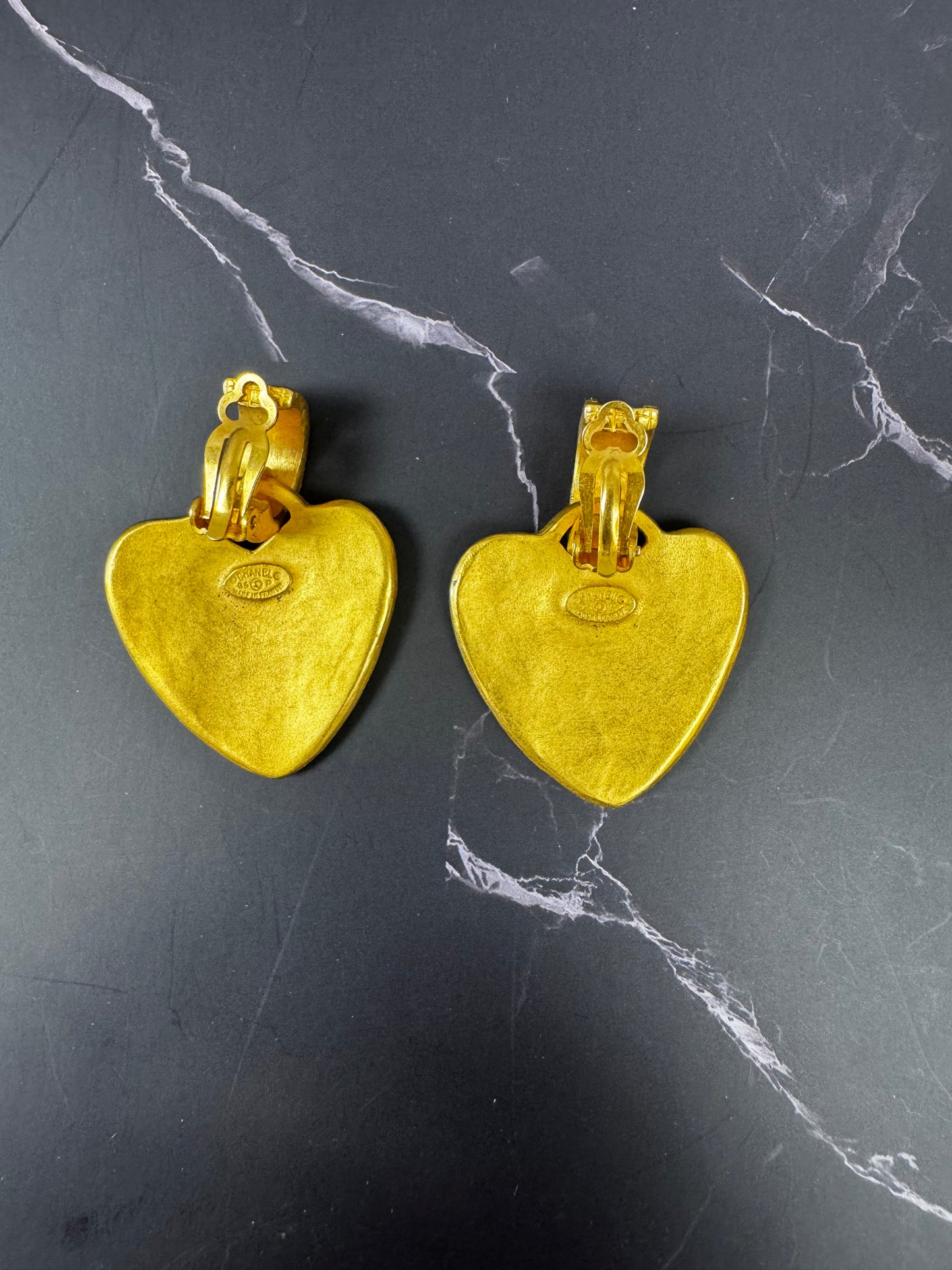 Chanel Vintage Heart CC Earrings