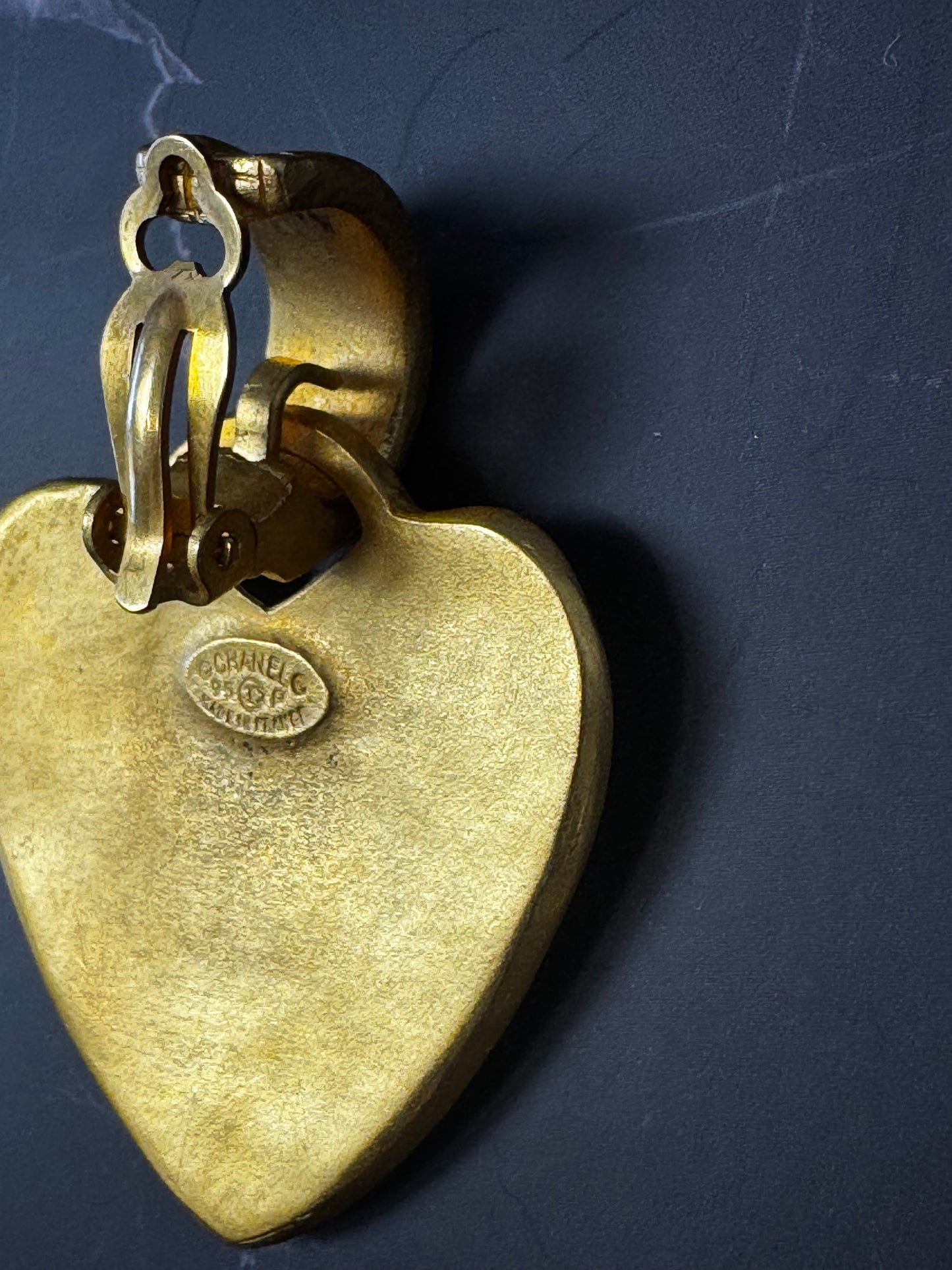 Chanel Vintage Heart CC Earrings