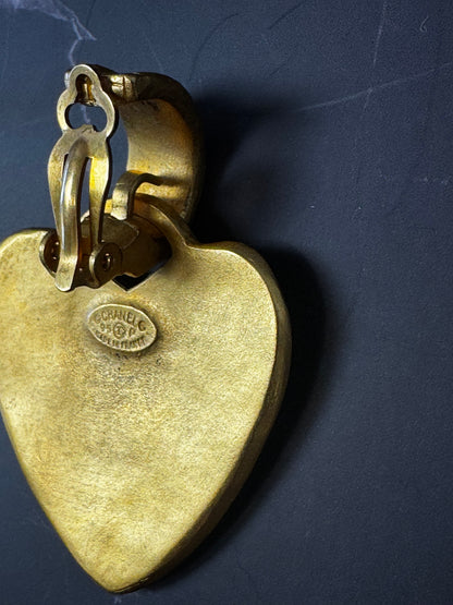 Chanel Vintage Heart CC Earrings