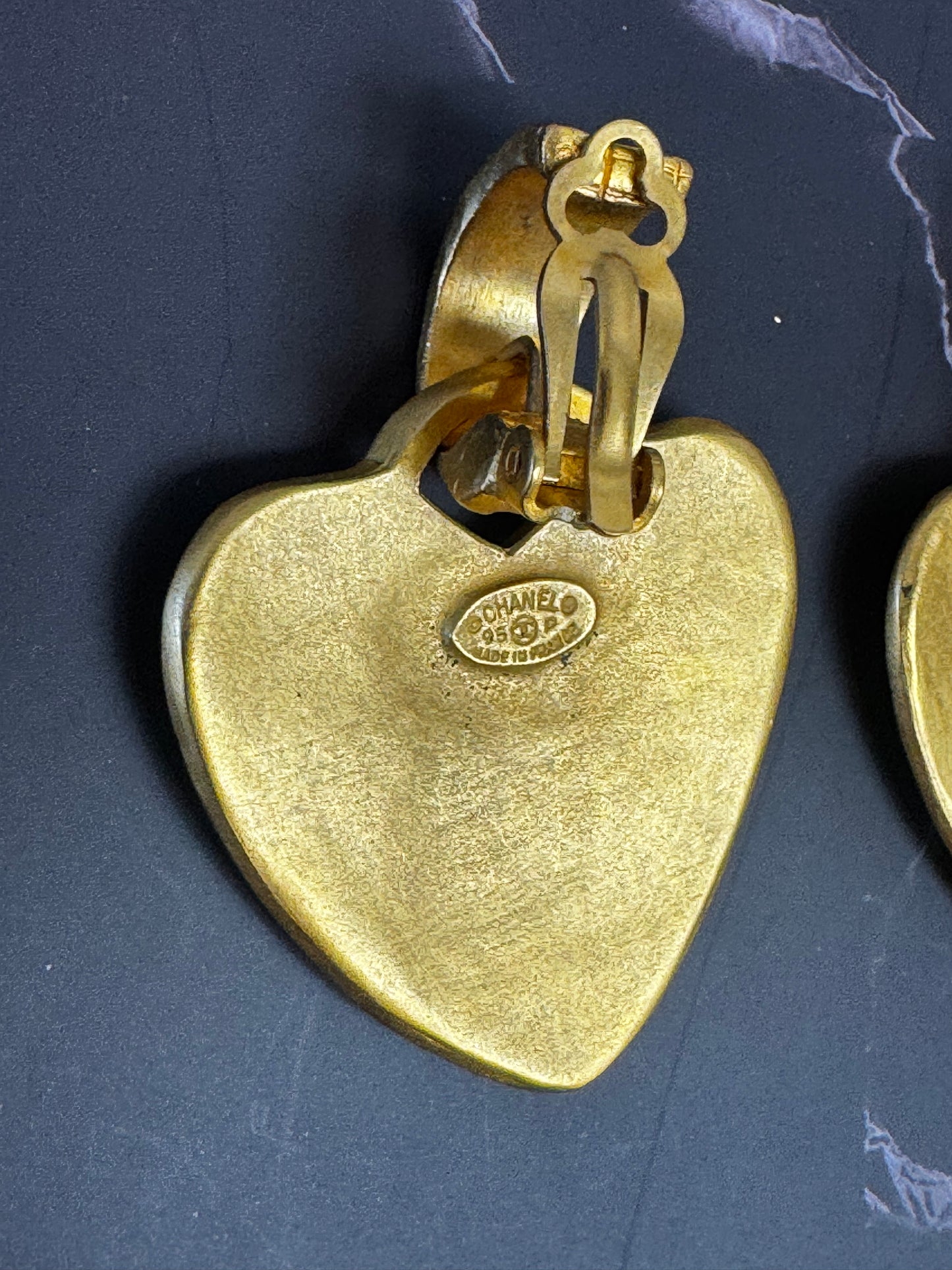 Chanel Vintage Heart CC Earrings