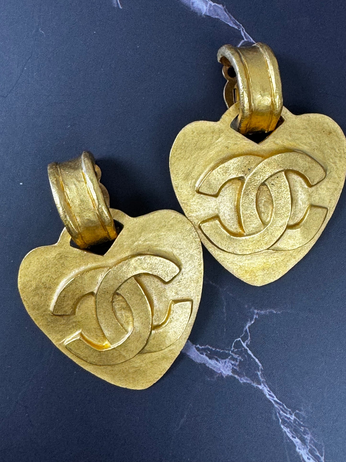 Chanel Vintage Heart CC Earrings