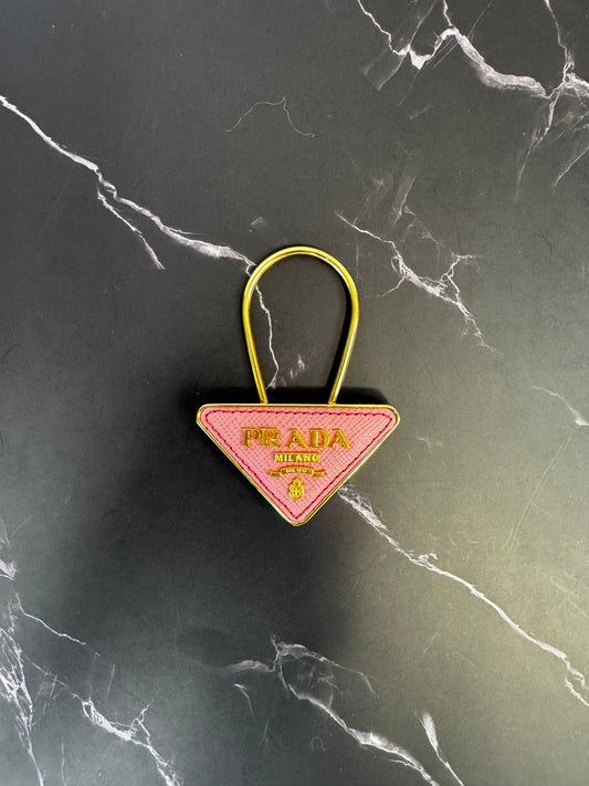 Prada Saffiano Leather Key Chain / Bag Charm - Pink