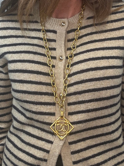 Chanel Vintage Diamond CC Pendant