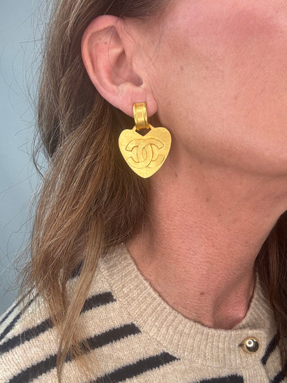 Chanel Vintage Heart CC Earrings