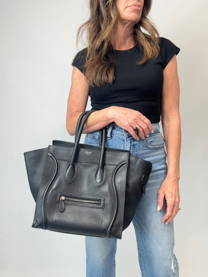 Celine Mini Phantom Luggage Tote – Black Drummed Leather