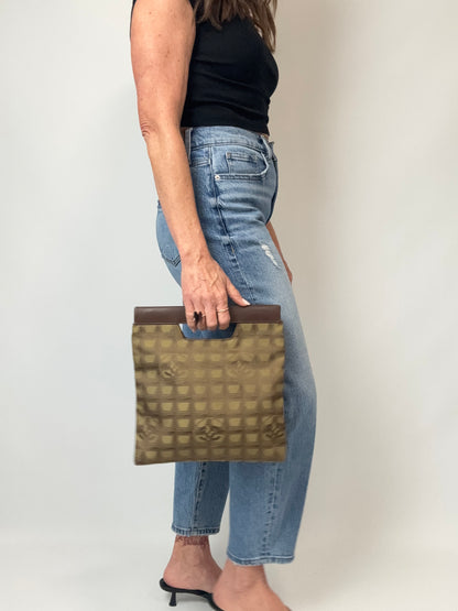Chanel Travel Clutch – CC Monogram Jacquard & Leather