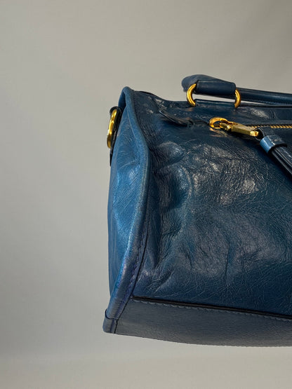 Miu Miu Blue Vitello Two Way Top Handle-Vintage