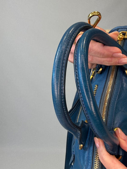 Miu Miu Blue Vitello Two Way Top Handle-Vintage