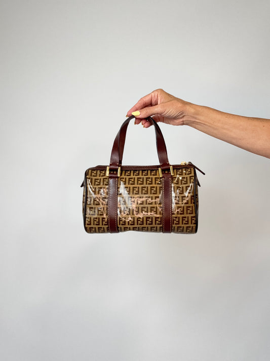 Fendi Zucchino Coated Canvas Boston Bag
