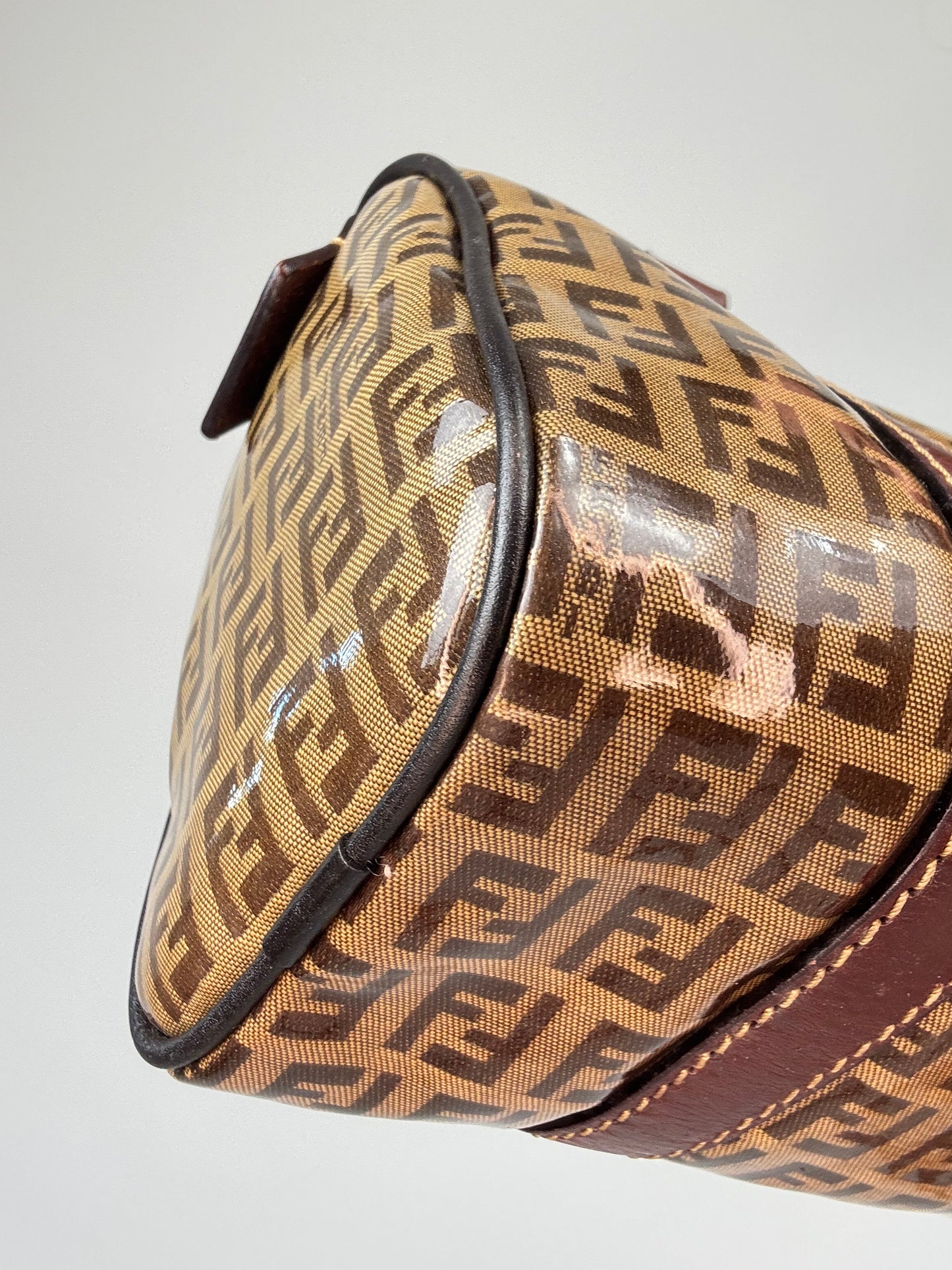 Fendi Zucchino Coated Canvas Boston Bag