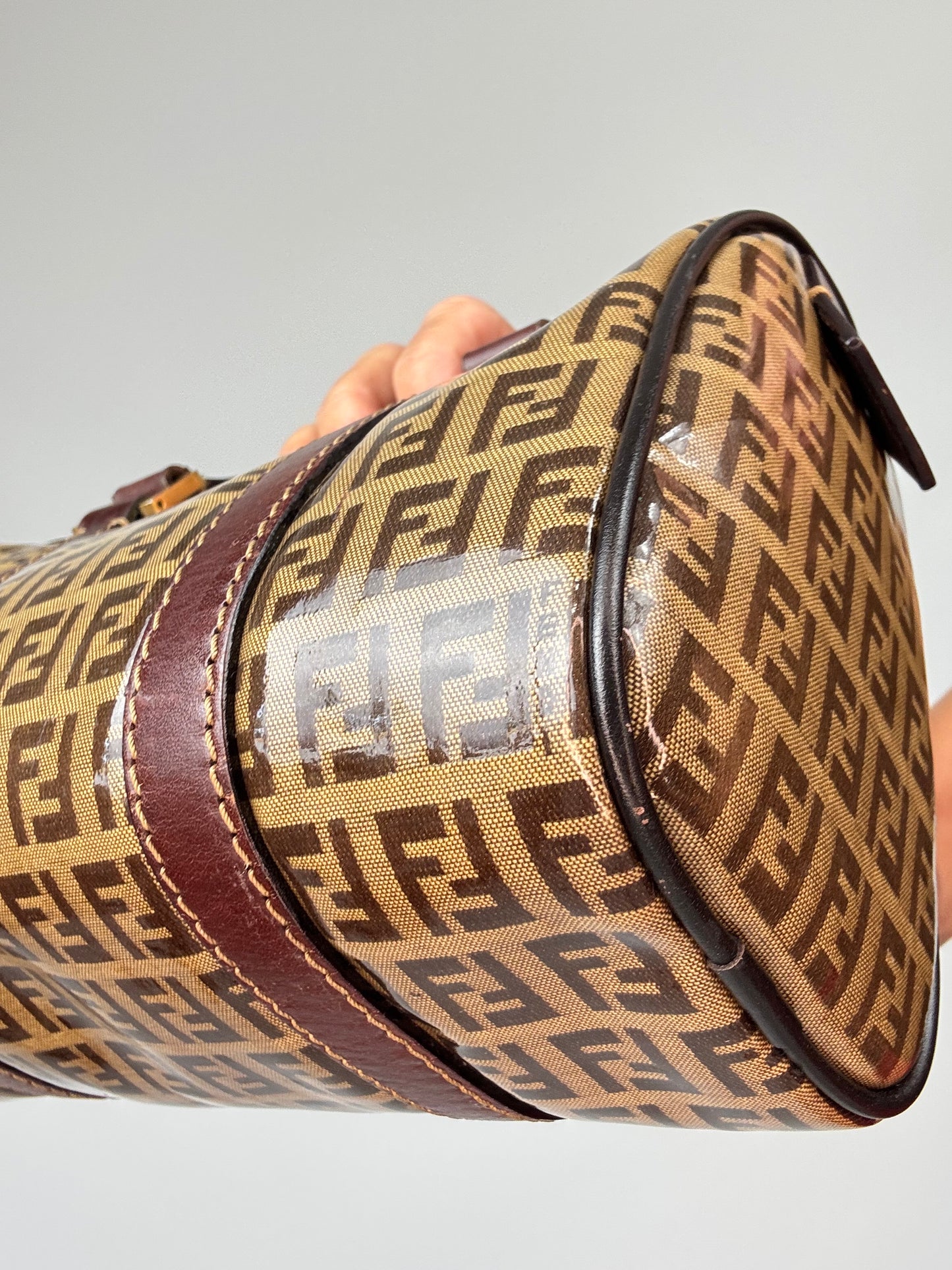 Fendi Zucchino Coated Canvas Boston Bag