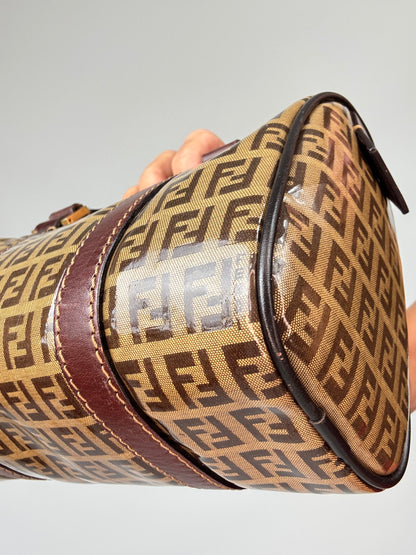 Fendi Zucchino Coated Canvas Boston Bag