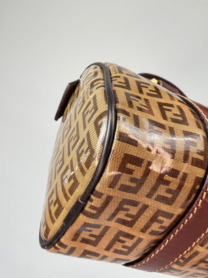 Fendi Zucchino Coated Canvas Boston Bag