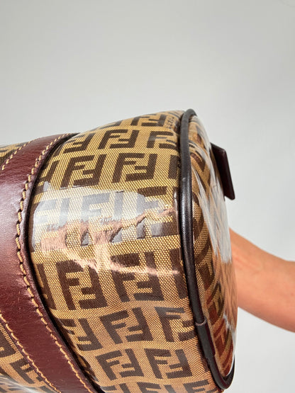 Fendi Zucchino Coated Canvas Boston Bag