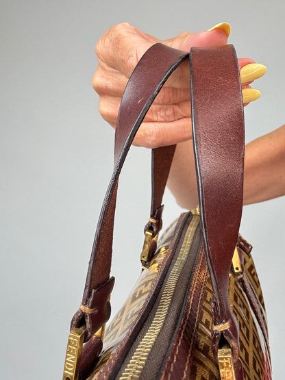 Fendi Zucchino Coated Canvas Boston Bag