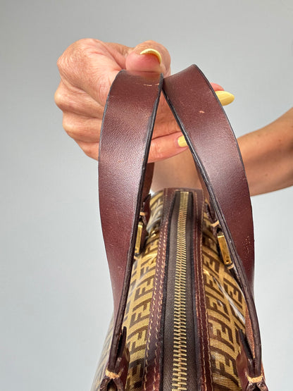 Fendi Zucchino Coated Canvas Boston Bag