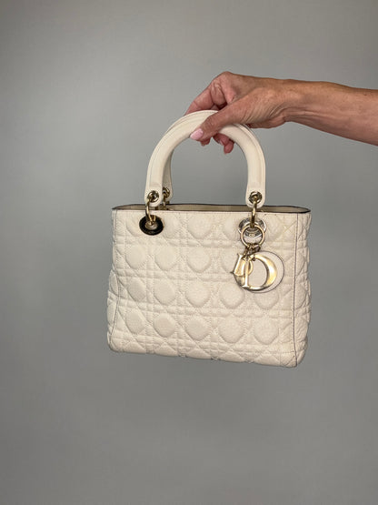 Dior Lady Dior  White Leather Two Way